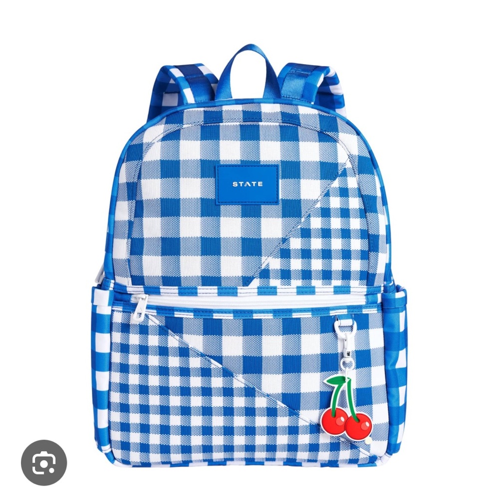 STATE Kids Gingham Backpack with Cherry Charm
